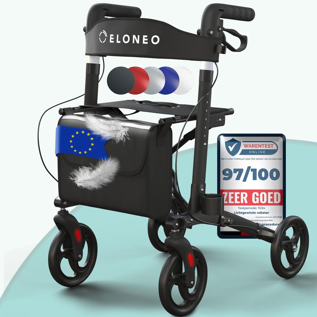 ELONEO inklapbare en lichte rollator met zitplaats, Productafbeelding 