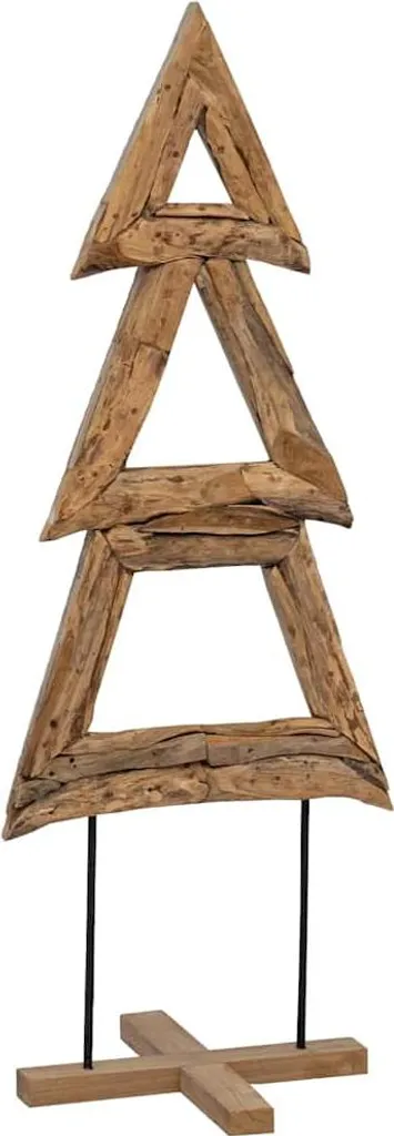 Sapin de Noël en bois de teck 90 cm fini les aiguilles sur le tapis