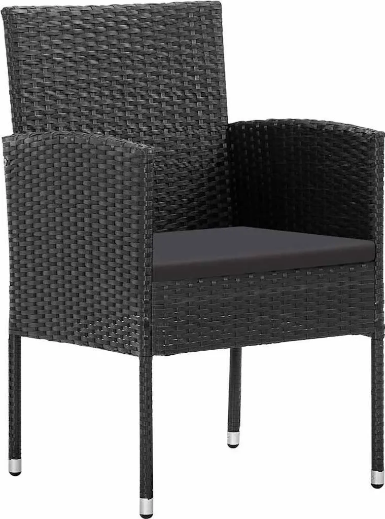 vidaXL Sedie da giardino con cuscini in nero 2 pezzi in polirattan nero