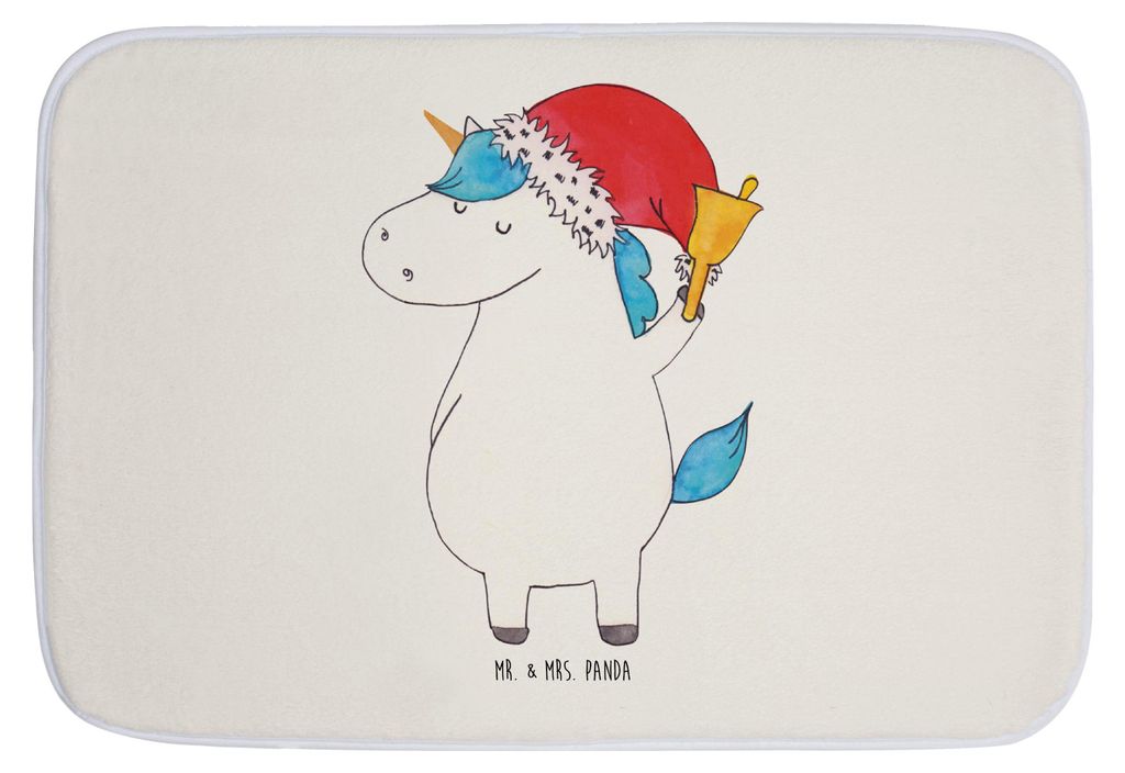 Mr. & Mrs. Panda Vorleger Bad Einhorn Weihnachtsmann - Weiß - Geschenk, duschmatte, Badvorleger, Nikolaus, Schokolade, Badteppich, Einhörner, Gin...