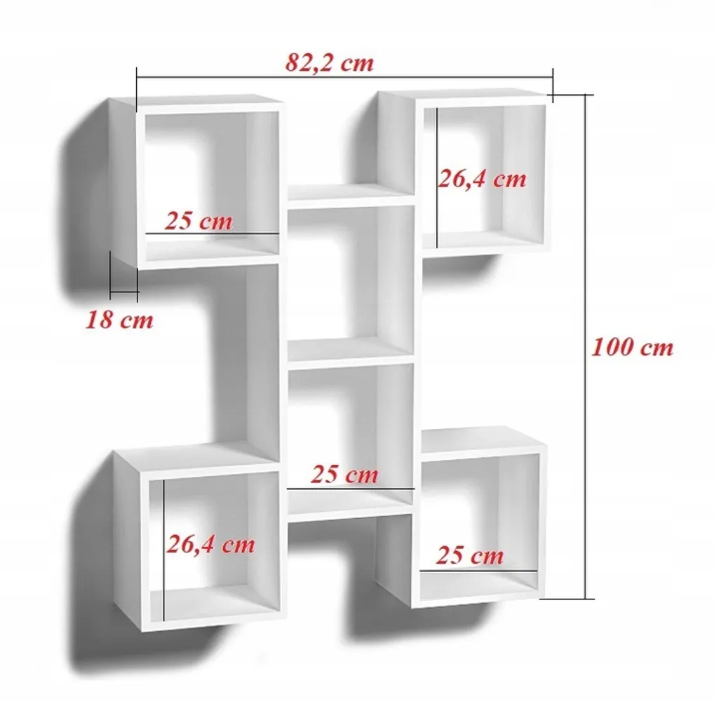Étagère murale moderne géométrique Katia blanche 100cm multi-rangements - 3