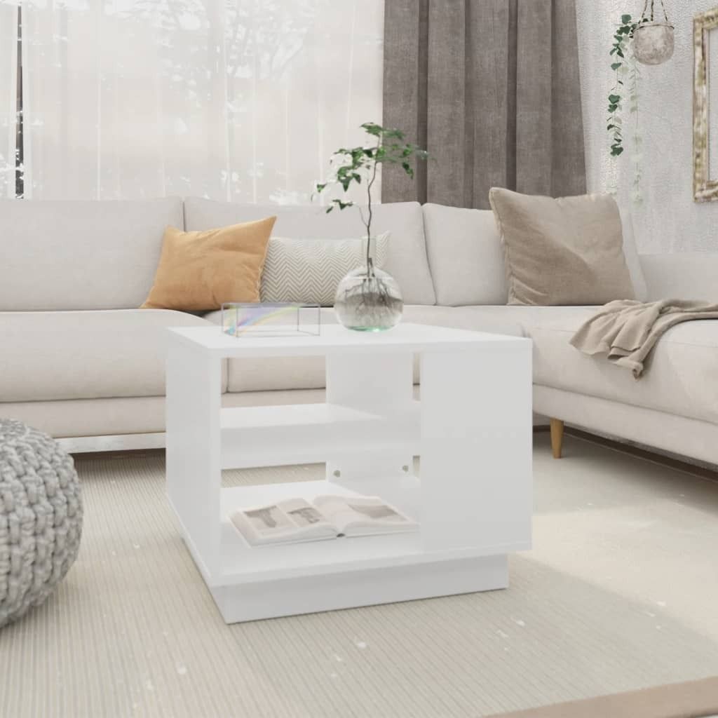 The Living Store Couchtisch Weiß 55x55x43 cm Holzwerkstoff