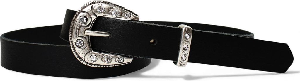 FRONHOFER Kindergürtel mit Straßschnalle und Schlaufe, echtes Leder, 2 cm breit