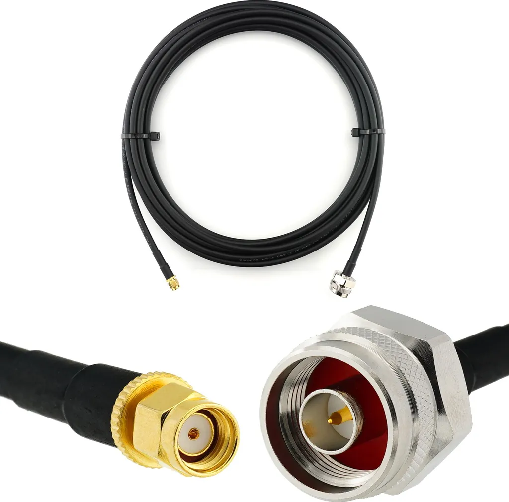 Cavo Prolunga Antenna 5m RP-SMA Maschio a N Maschio HF-240 Bassa Perdita - 1