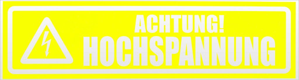Kiwistar Achtung! Hochspannung invertiert Magnetschild Schild magnetisch - 30cm Neongelb - Magnetfolie für Auto PKW Kfz