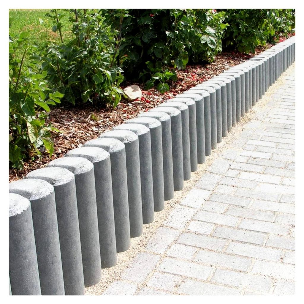 Kunststoffpalisaden mit Hohlprofil, Gartenpalisaden, 60cm Höhe, Ø11cm, grau (25 Stück)