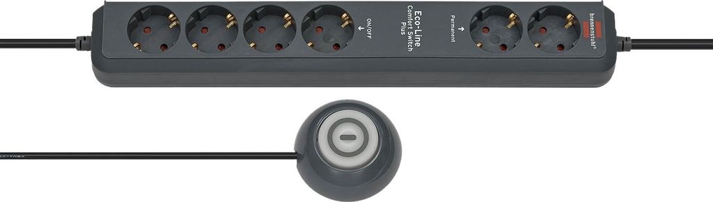 Brennenstuhl Eco-Line Comfort Switch, 2 m, Antracyt, 6 x Zdjęcie produktu 