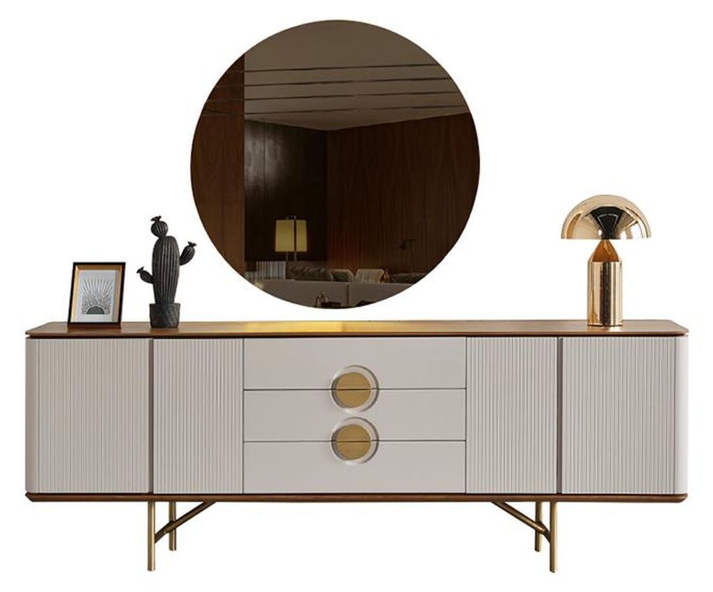 Harmonisch Kommode mit Spiegel Funktional Beige Kommode Esszimmer Sideboard