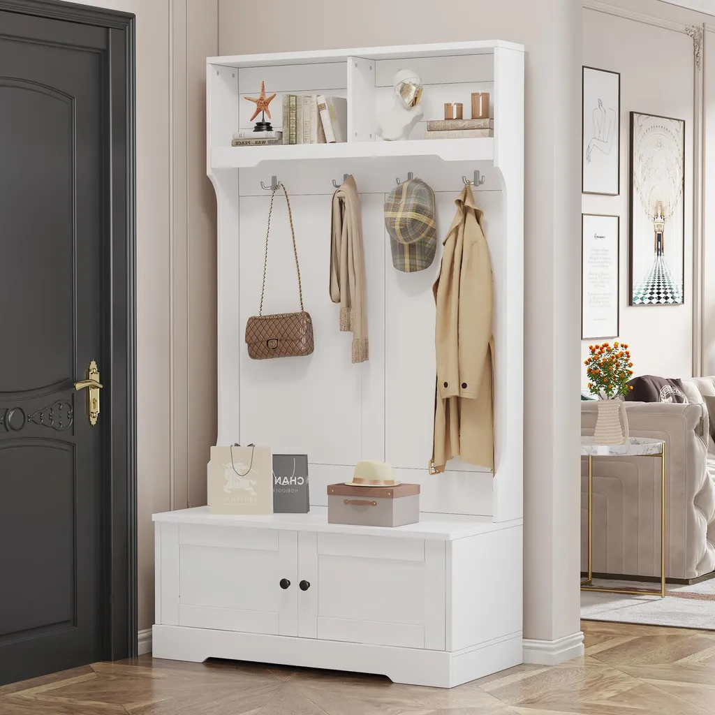 Penderie d'Entrée pour Petit Espace avec Rangement Chaussures Ouvert