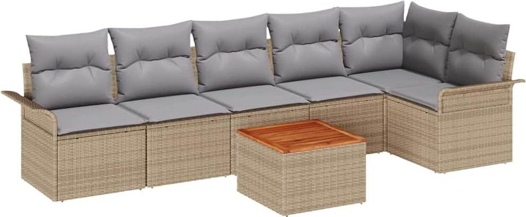 "im Sonderangebot" Garten-Sofa-Set - elegantes Design - Sitzgruppe mit Sofa, Tisch - 7 pcs Beige Poly Rattan - Terassenmöbel DEMöbel857784