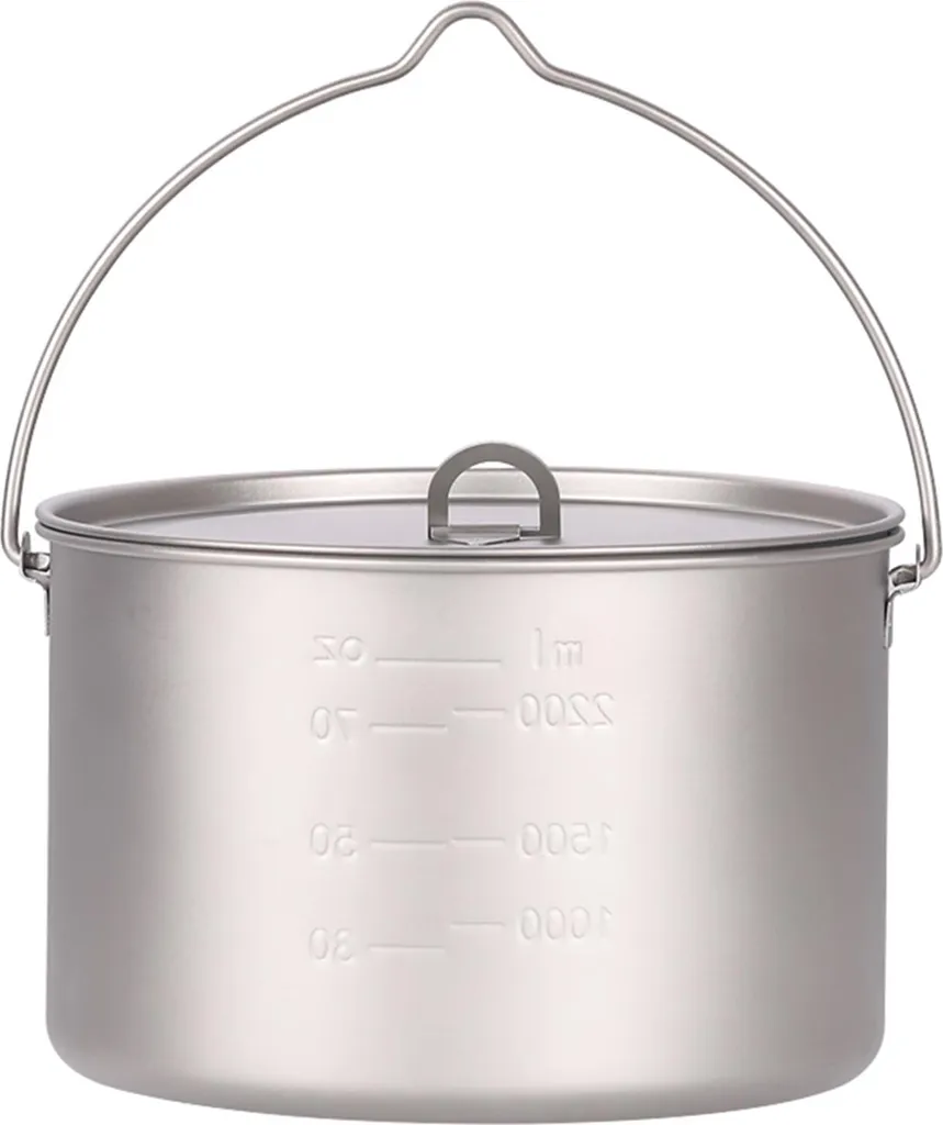 Marmite de Bivouac 2.8L en Titane avec Anse Suspendue Portative Pro