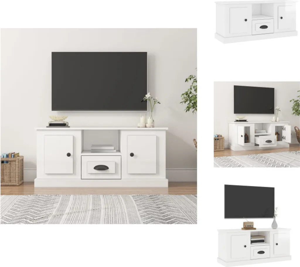 Mobile porta TV vidaXL 100x35,5x45 cm | Bianco Lucido Materiale Legno