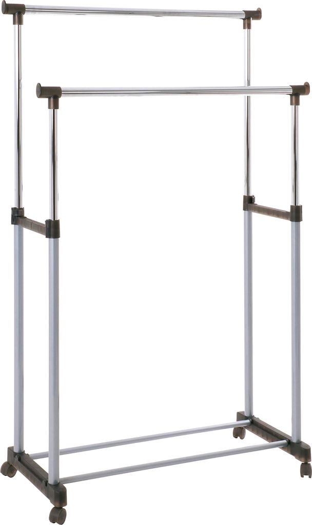 HAKU Rollgarderobe alu, chrom, grau - Kunststoff, Metall, B/H/T: 95x95-170x43 cm
