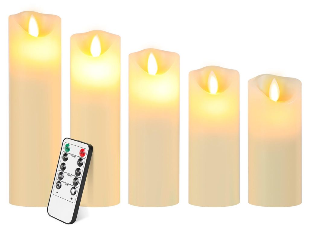 Sada 5 LED sviečok, skutočný vosk, blikajúce plamienky bez Obrázok produktu 