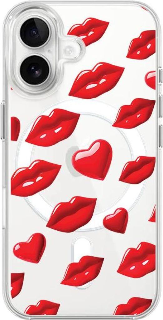 iPhone 16 Plus Hülle mit MagSafe, Valentinstag Rote Lippen, Transparent