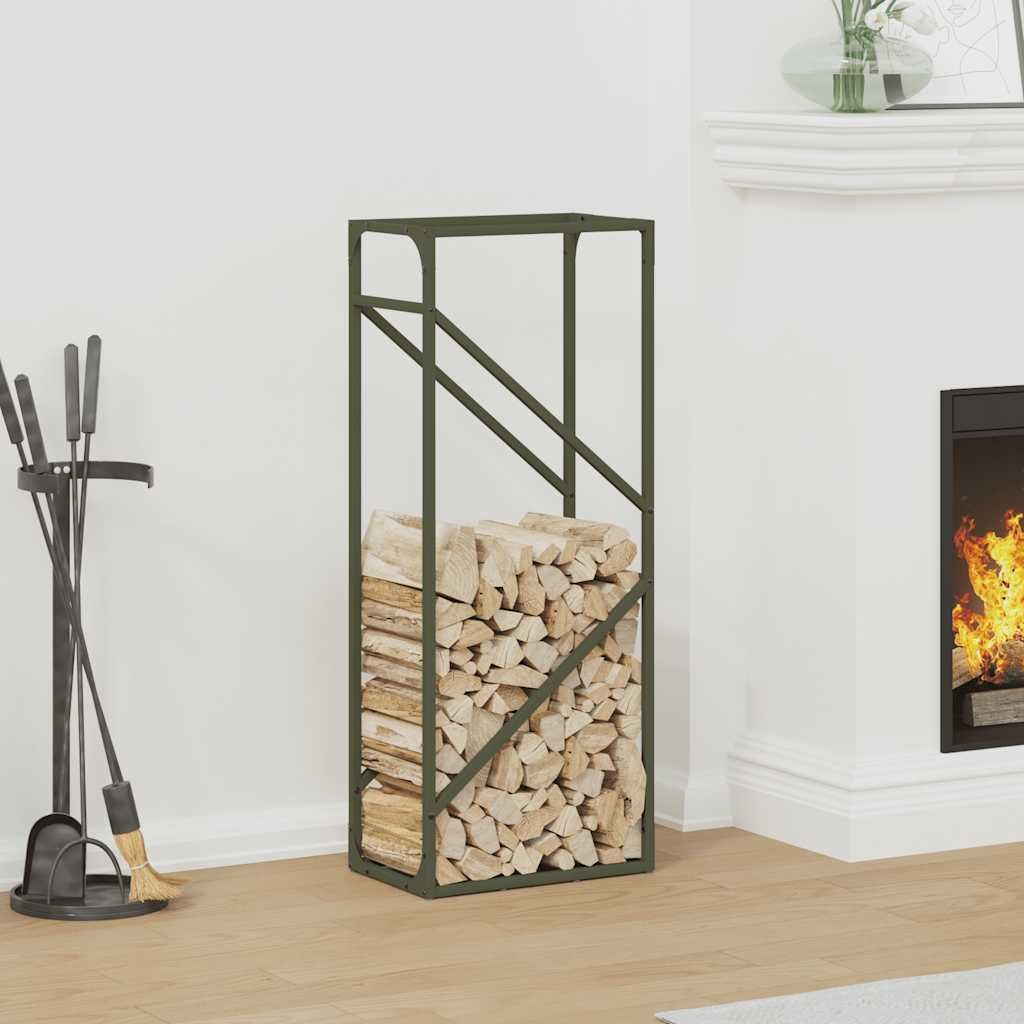 Möbel Brennholzregal Olivgrün 40x25x100 cm Kaltgewalzter Stahl - Kaminholzregale 864334