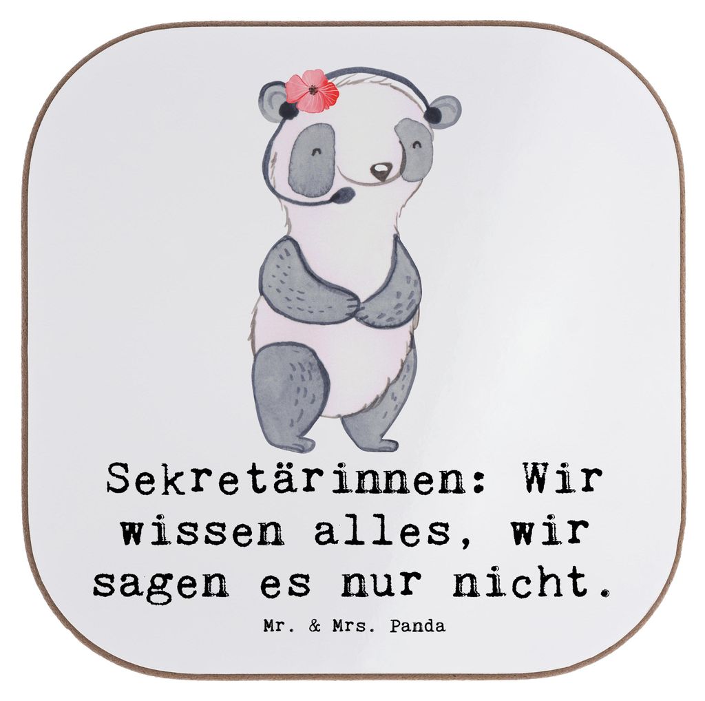 Mr. & Mrs. Panda Tassenuntersetzer Sekretärin Geheimnisträgerin - Weiß - Geschenk, Loyalität, Untersetzer Gläser, Wir wissen alles, Organisati...