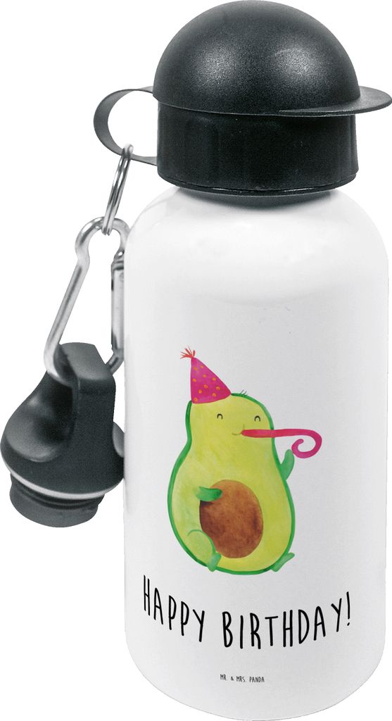 Mr. & Mrs. Panda Wasserflasche Avocado Geburtstag - Weiß - Geschenk, Trinkflasche Kinder, Feier, Kinderflasche, Kita, Happy Birthday, Kindergarten...
