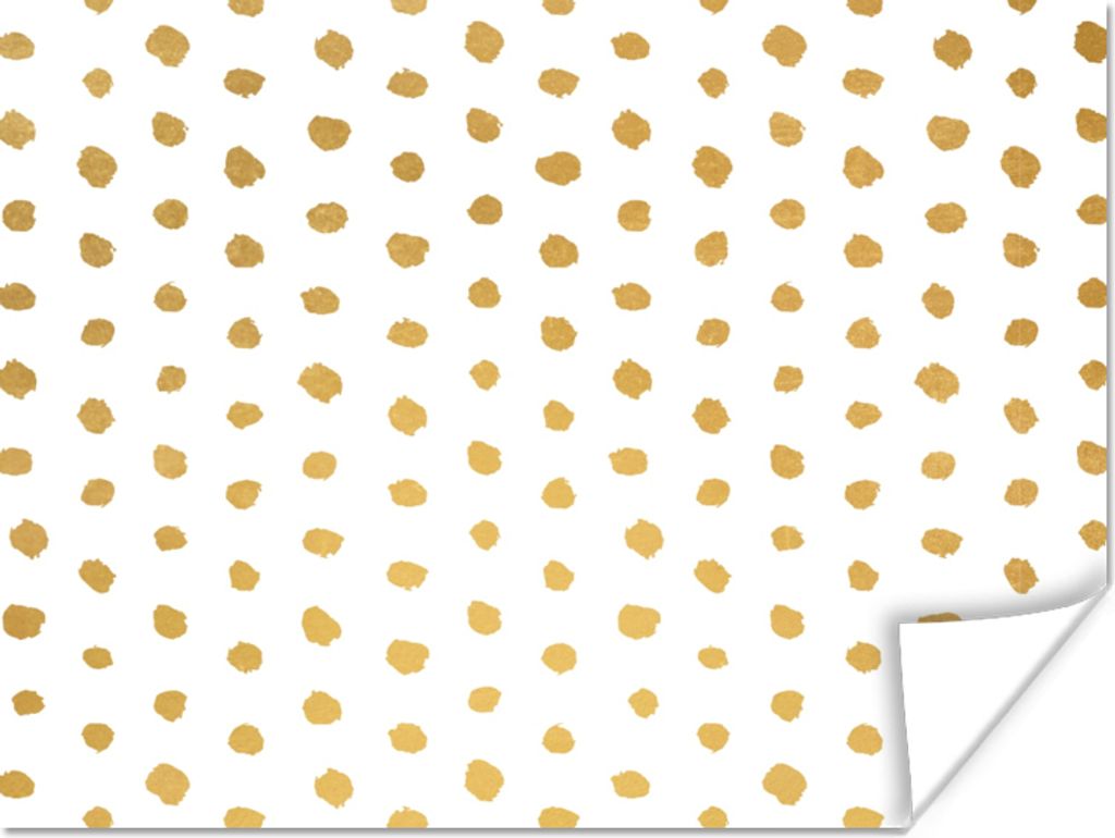 MuchoWow® Poster Gold - Weiß - Tupfen - Muster 120x90 cm - Produktbild 