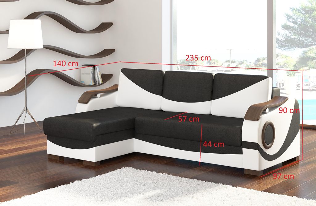 Design Ecksofa Perto Bettfunktion Couch Polster Textil Sofas Couchen Schlaf Sofa