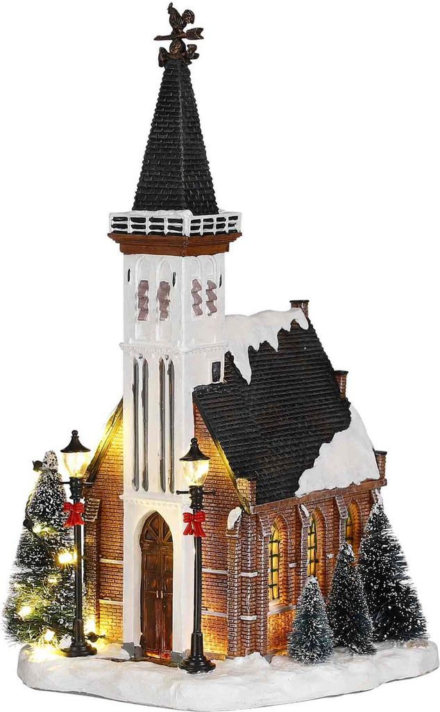 Church battery operated l15xb16,5xh31cm Kerst Luville Productafbeelding 