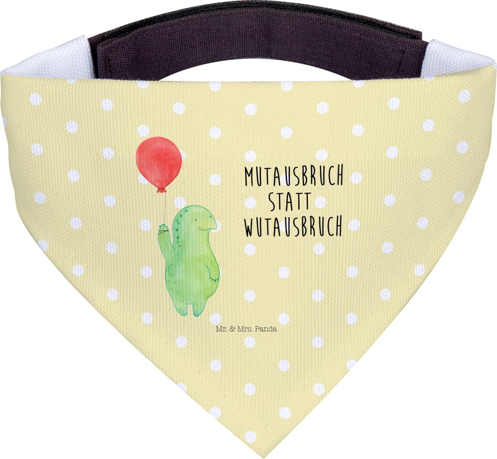 Mr. & Mrs. Panda Hund Halstuch Schildkröte Luftballon - Gelb Pastell - Geschenk, Ballon, Motivationsspruch, Hunde-Halstuch, Tuch, Hunde, Schildkr...