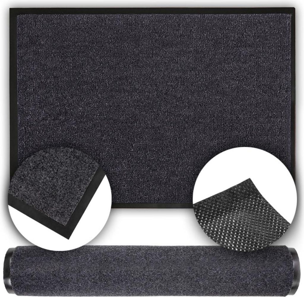 Glatte graue Gummi-Fußmatte, rutschfeste weiche Matte, 120x300cm