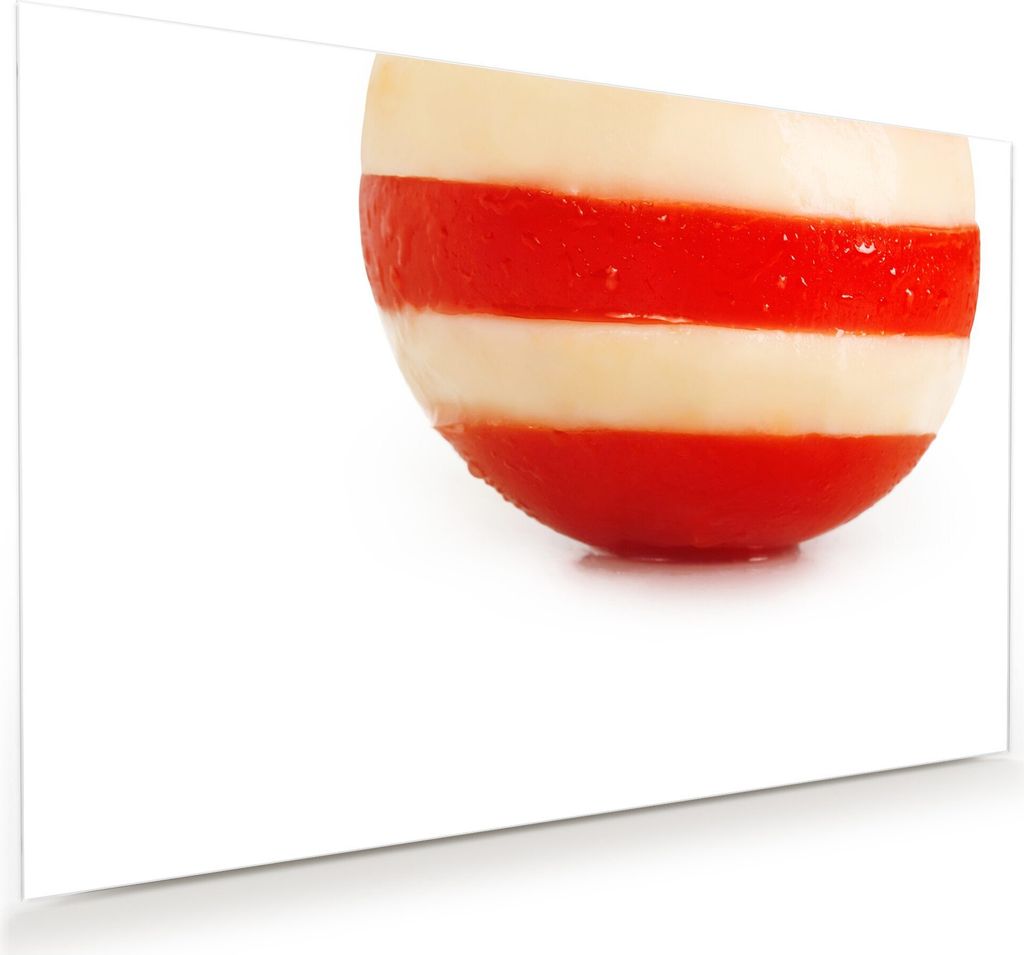 Glasbild Wandbild Apfelform Tomaten Mozzarella 60x40cm in XXL für Wohnzimmer, Schlafzimmer, Badezimmer, Flur