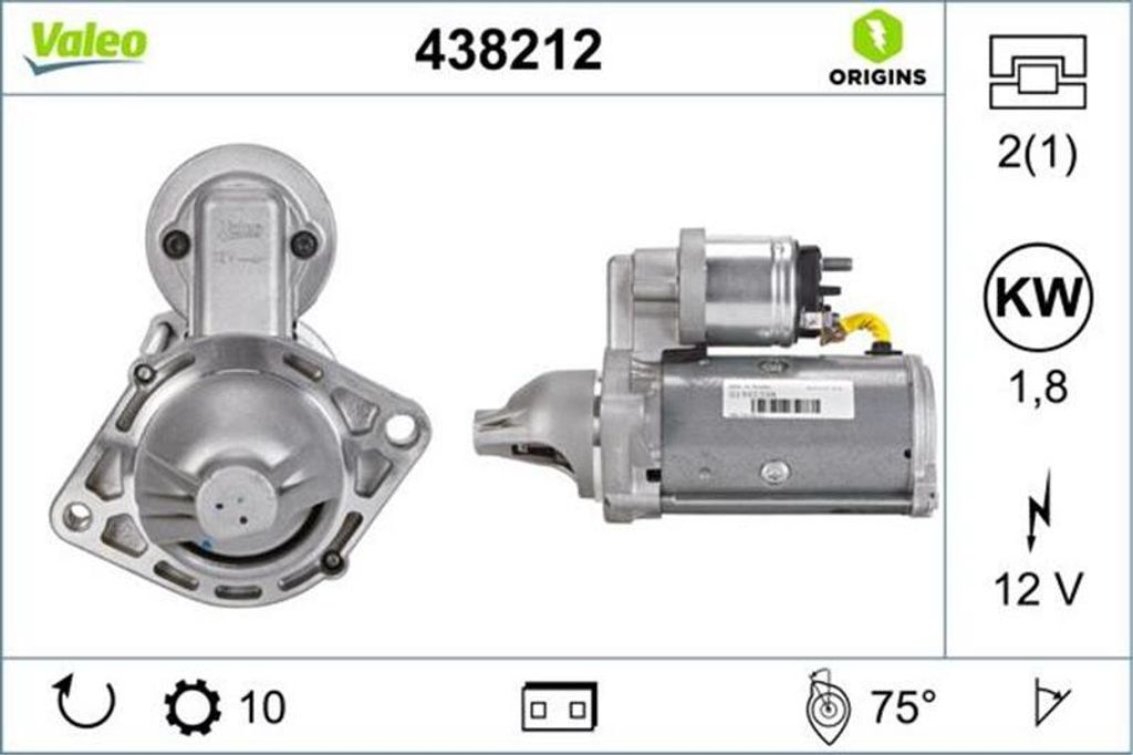 VALEO 438212 Starter Anlasser 1,8kW für OPEL Corsa D Schrägheck (S07) 12V