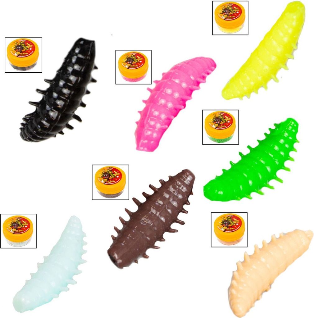 FTM Omura Baits Okto Banane - Gummimaden, Länge / Packungsinhalt:3cm / 7 Stück, Farbe:baby blau