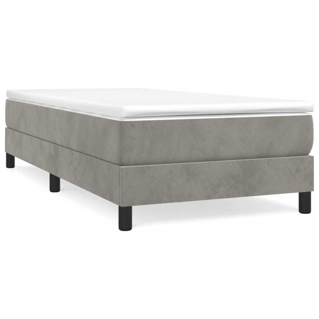 Struttura letto grigio chiaro 90x200 cm in velluto Immagine del prodotto 