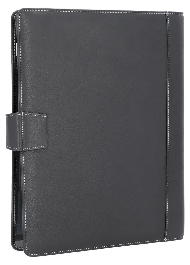 Porte-documents A4 Noir en Simili Cuir avec Fermeture Bouton Pression