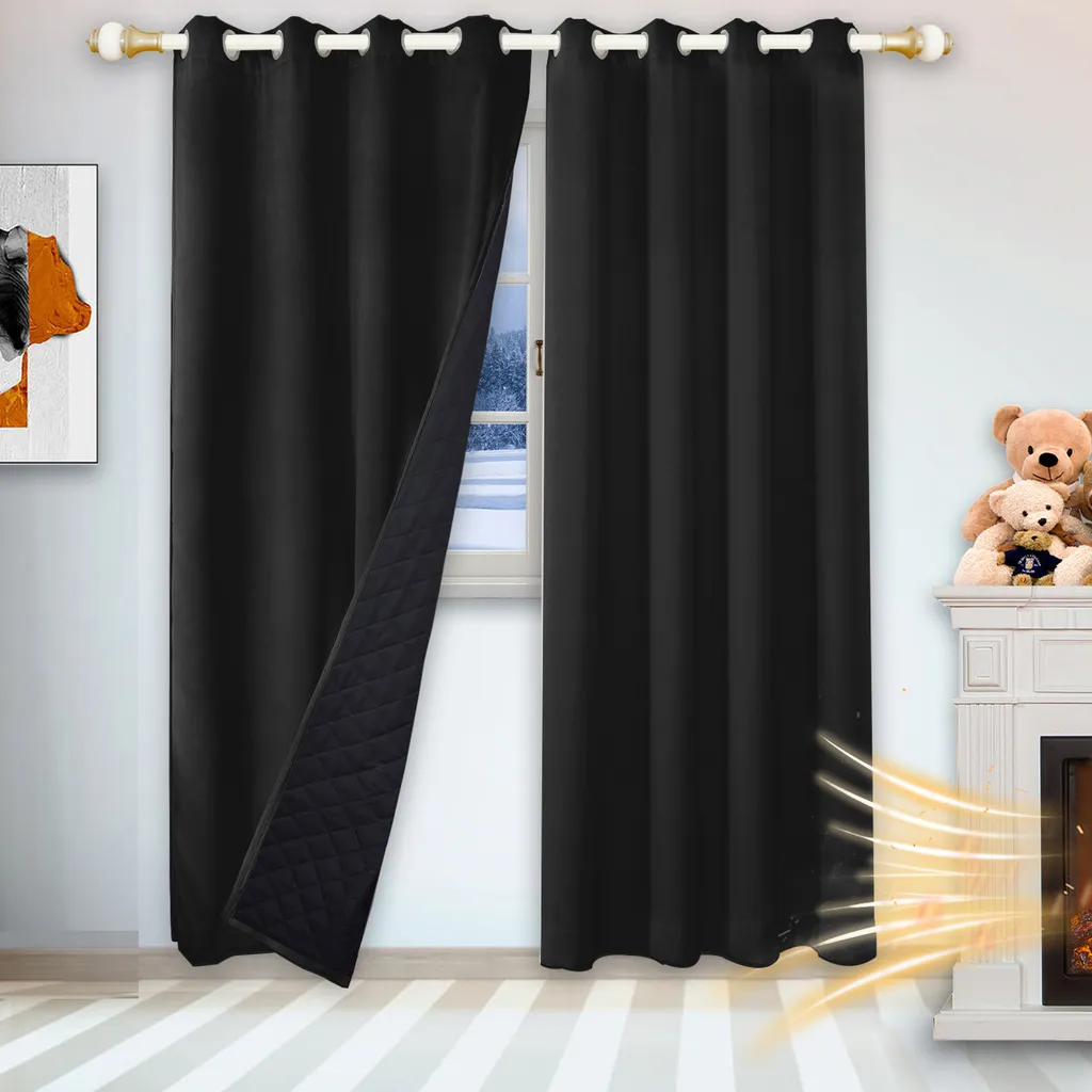 Tende Oscuranti 100% LEMOMO 2 Pannelli Grigio Gelo - Termiche E Isolanti 132x241 Cm Con Occhielli Argento