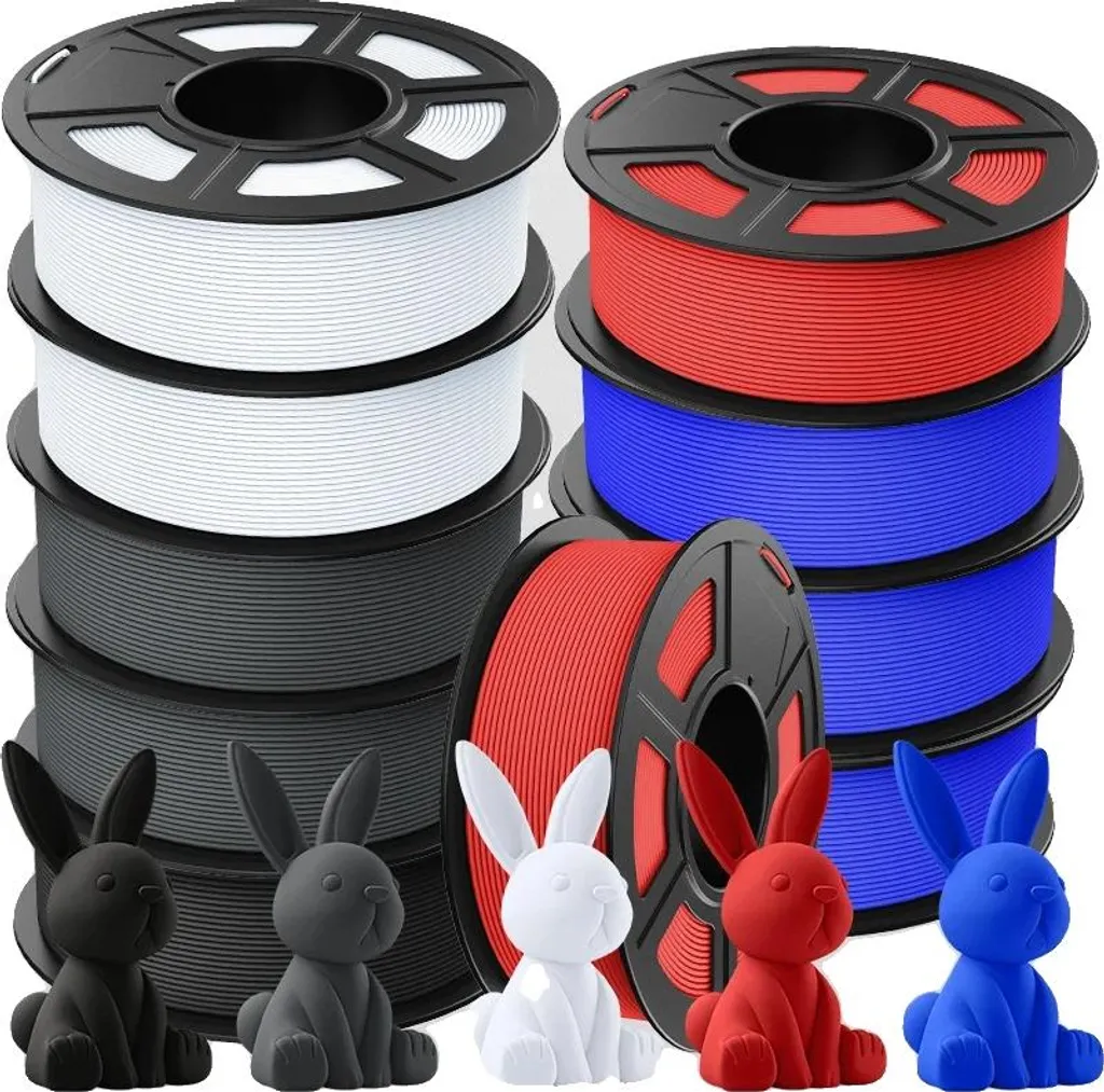 Lot de 10 bobines filament PLA 1.75mm couleurs assorties 2BK2WT2GY2RD2BL