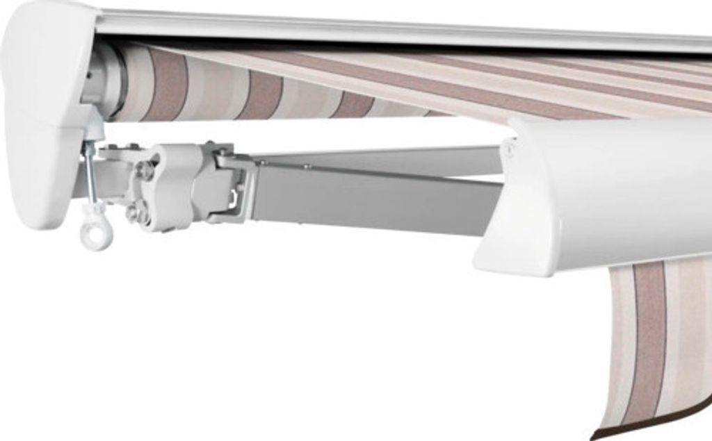 SOLUNA Halbkassettenmarkise Classic 5,5x2 Dessin 8935 Gestell E6EV1 silber eloxiert Antrieb links inkl. Kurbel