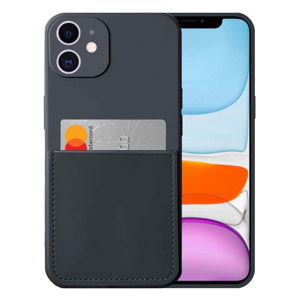 Smartphonica iPhone 11 Silikonhülle mit Kartenhalter und weicher Innenseite - Schwarz
