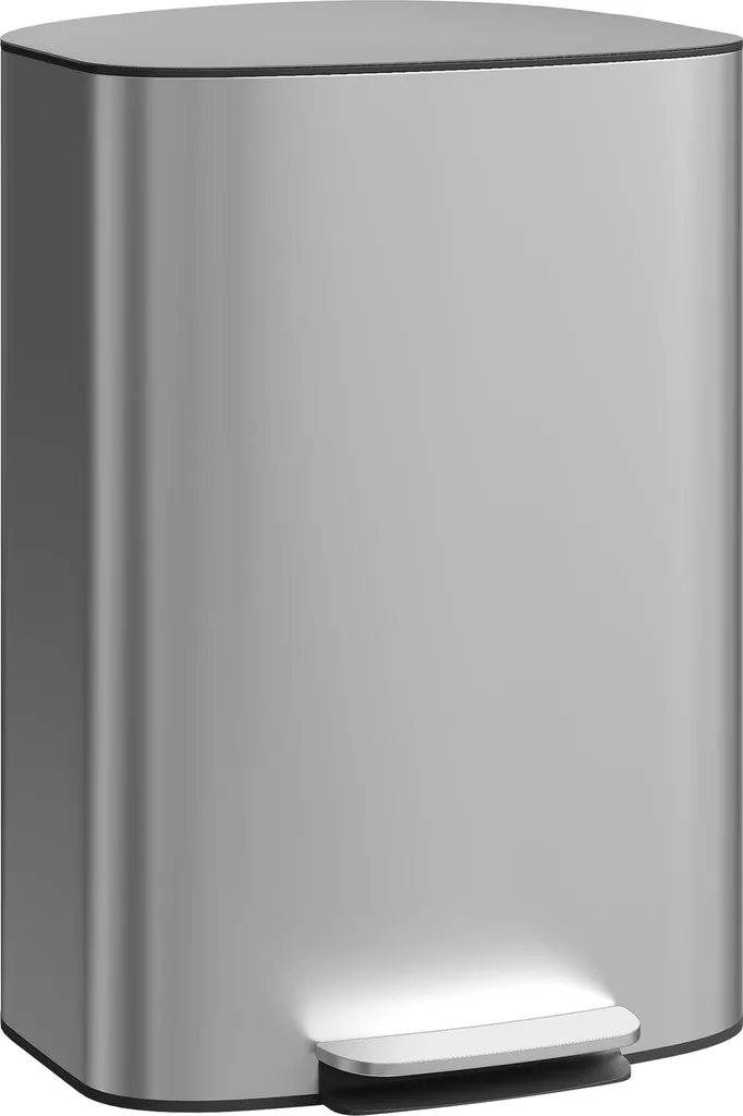 Grande poubelle de cuisine 50L grise en inox avec fermeture silencieuse