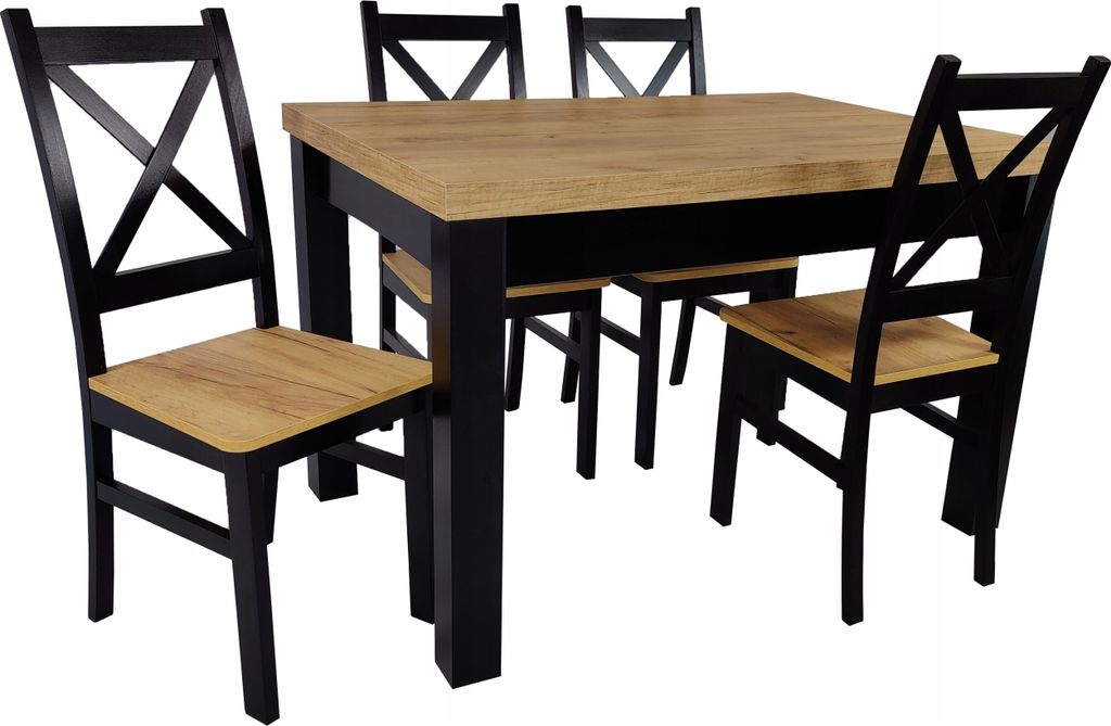 Klapptisch 80x120/160 Craft 4 Stühle schwarz