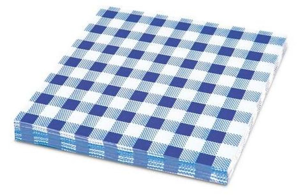 400x Servietten Prägeservietten 33 x 33 cm 1-lagig KARO blau