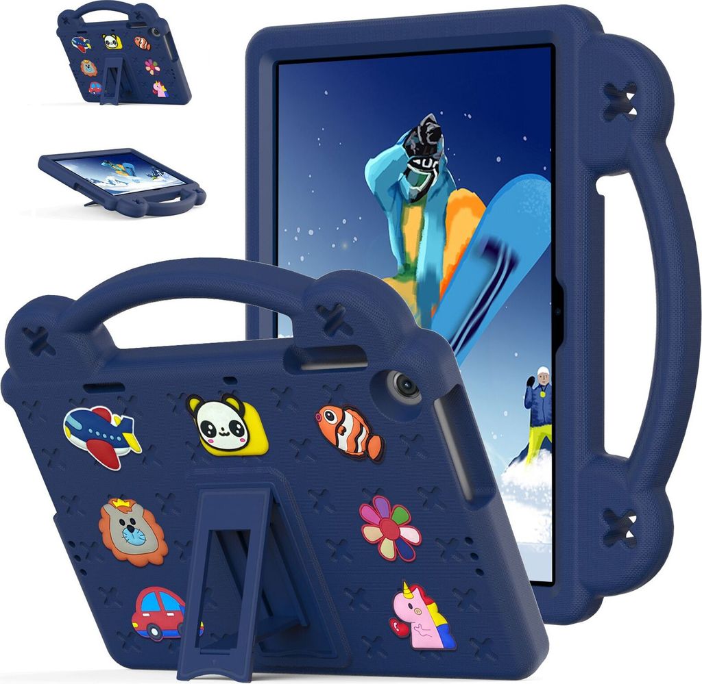 Schutzhülle für Huawei MatePad T10s 10.1/ T10 9.7" Niedliche Hülle für Kinder, Stoßfest mit Griff und Ständer Dunkelblau