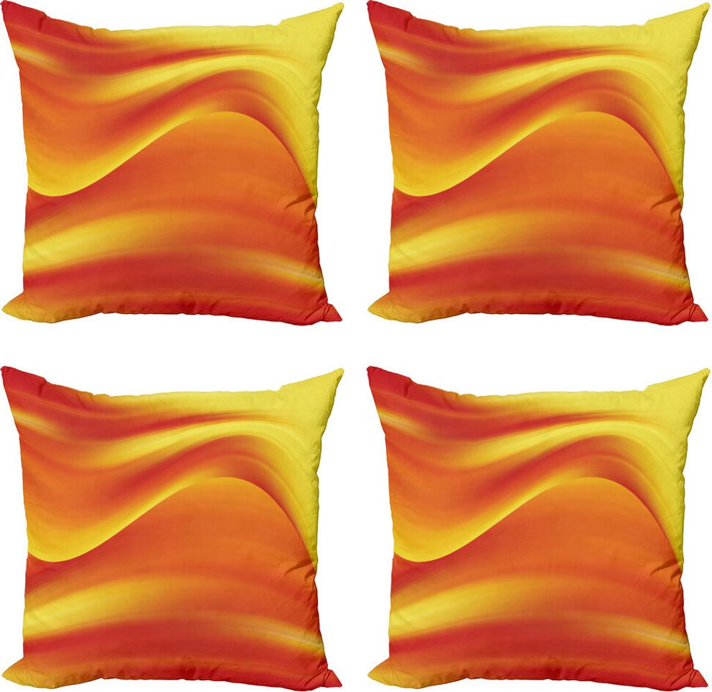 ABAKUHAUS Orange Kissenbezug Set (4 Stück), Abstrakte Digital-Wellen, Moderner Doppelseitiger Digitaldruck, 40 cm x 40 cm, Burnt orange