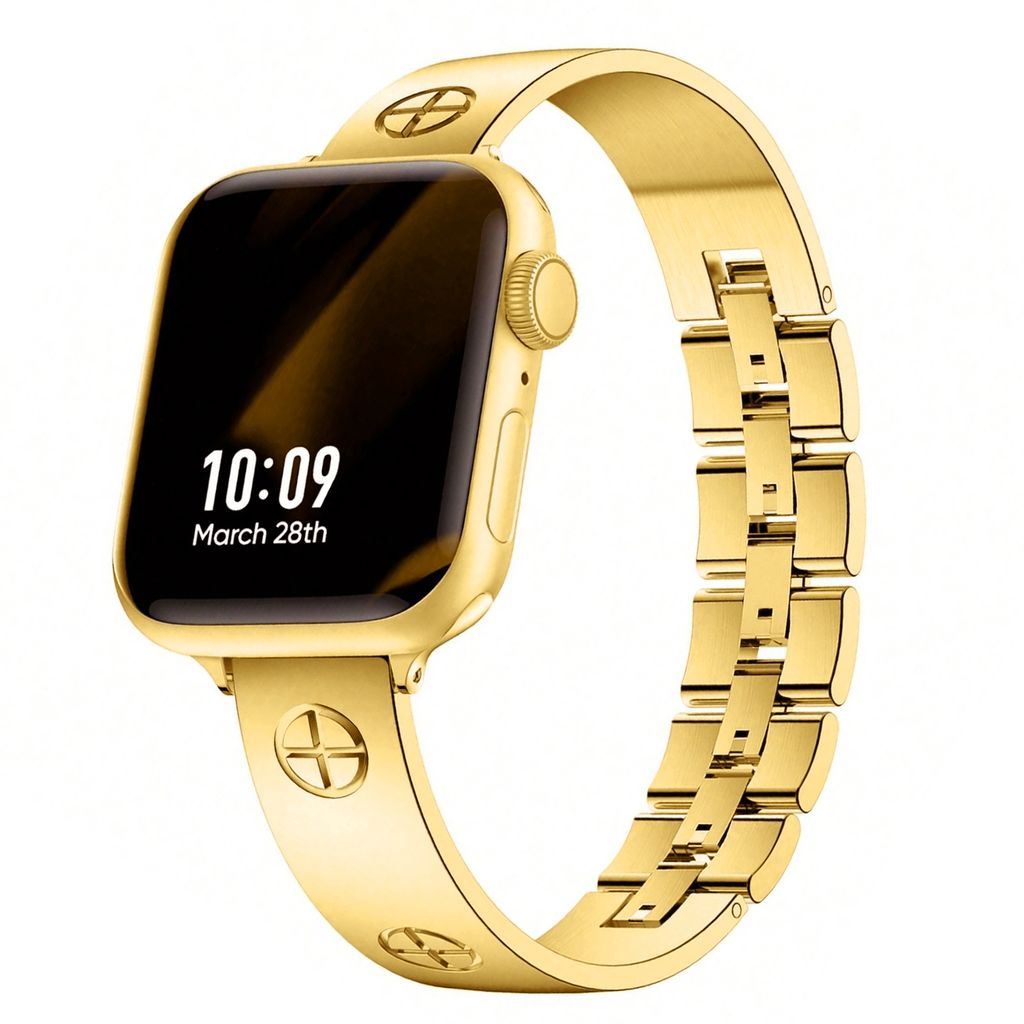 FFO2World Love Uhrenarmband im Cartier-Stil – Gold – Kompatibel mit Apple Watch 49/45/44/42mm(S1/2/3) – Edelstahl – Serie 1–10, Ultra...