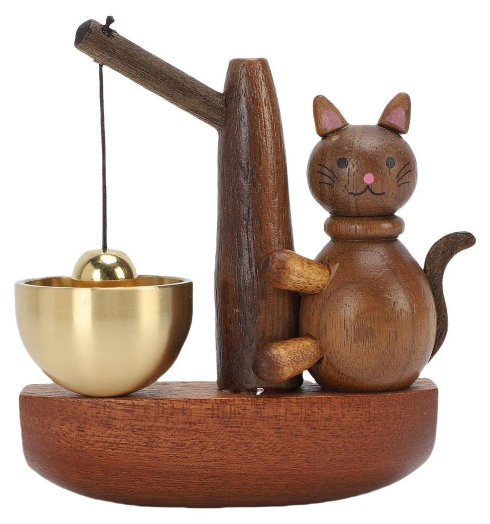 Niedliche Katzen-Ladenbesitzer-Glocke zum Öffnen der Tür Holz-Türklingel zum Aufhängen Dekoration für den Ladengebrauch Zuhause Schwarznussholz