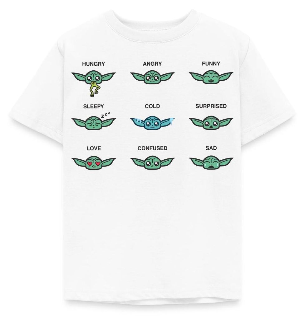 Star Wars: Mandalorian Grogu Emotionen Kinder T-Shirt, 122/128 (7-8 Jahre), Weiß