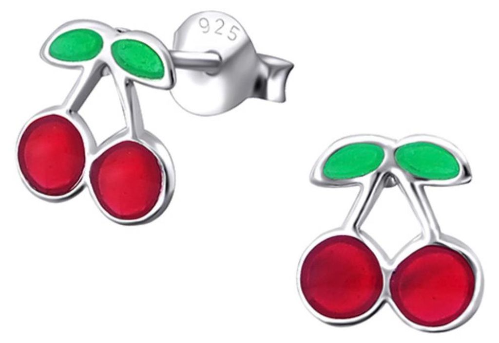 Kinder-Ohrstecker: 925 Silber Ohrringe „Kirschen“ Produktbild 