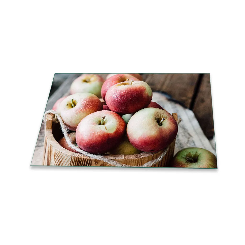 Copripiano in Vetro Temperato 80x52 - Protezione Mela Rossa Splashback