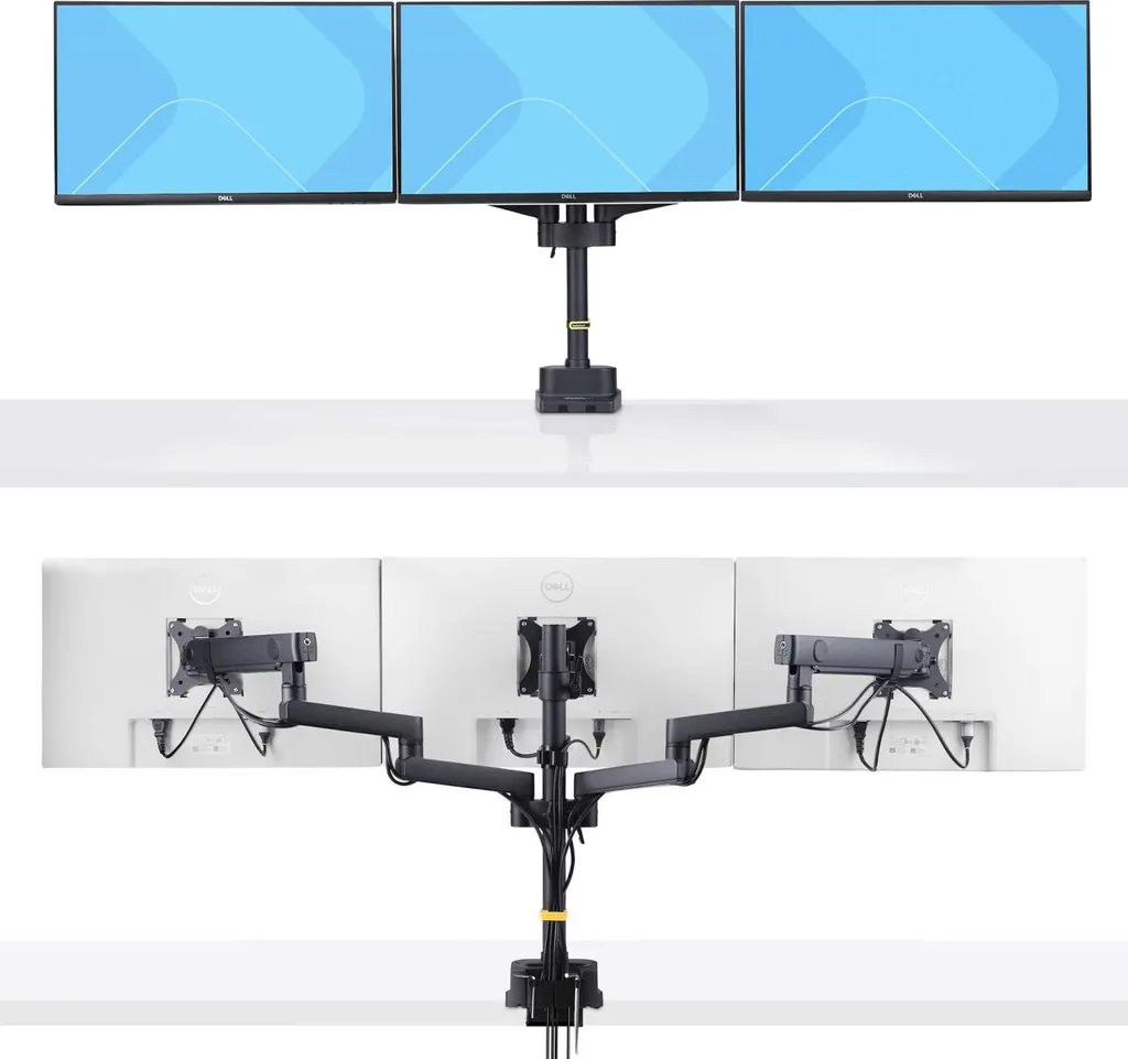Support 3 Écrans Ergonomique contre le Mal de Dos avec VESA 75 et 100