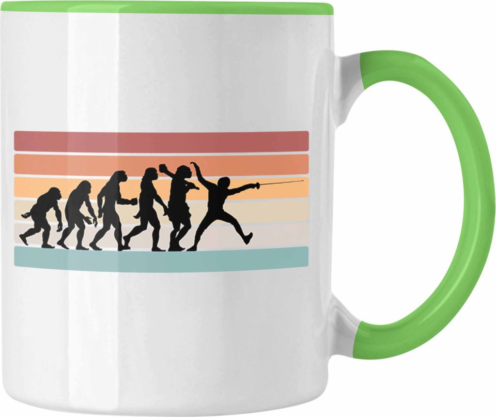 Trendation - Fechten Tasse Geschenk Vintage Evolution Fechter Geschenkidee Geburtstag Weihnachten (Grün)