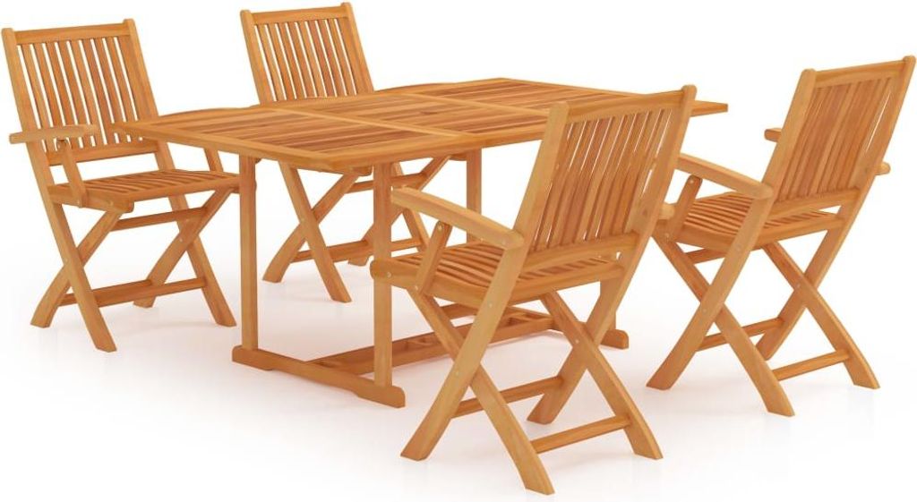 vidaXL 5-tlg. Garten-Essgruppe Massivholz Teak