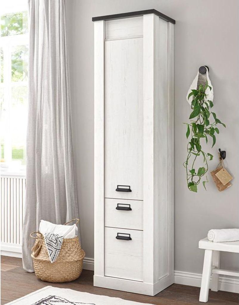 Hochschrank Sherwood 43 Pinie weiß und anthrazit mit soft-close 51 cm